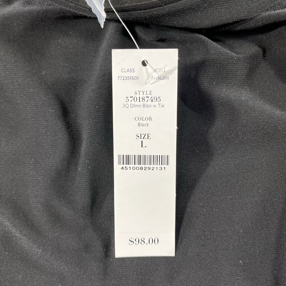 White House Black Market Black Dolman Sleeve Blouson Ruched Dress Large L NWT - Picture 2 of 9